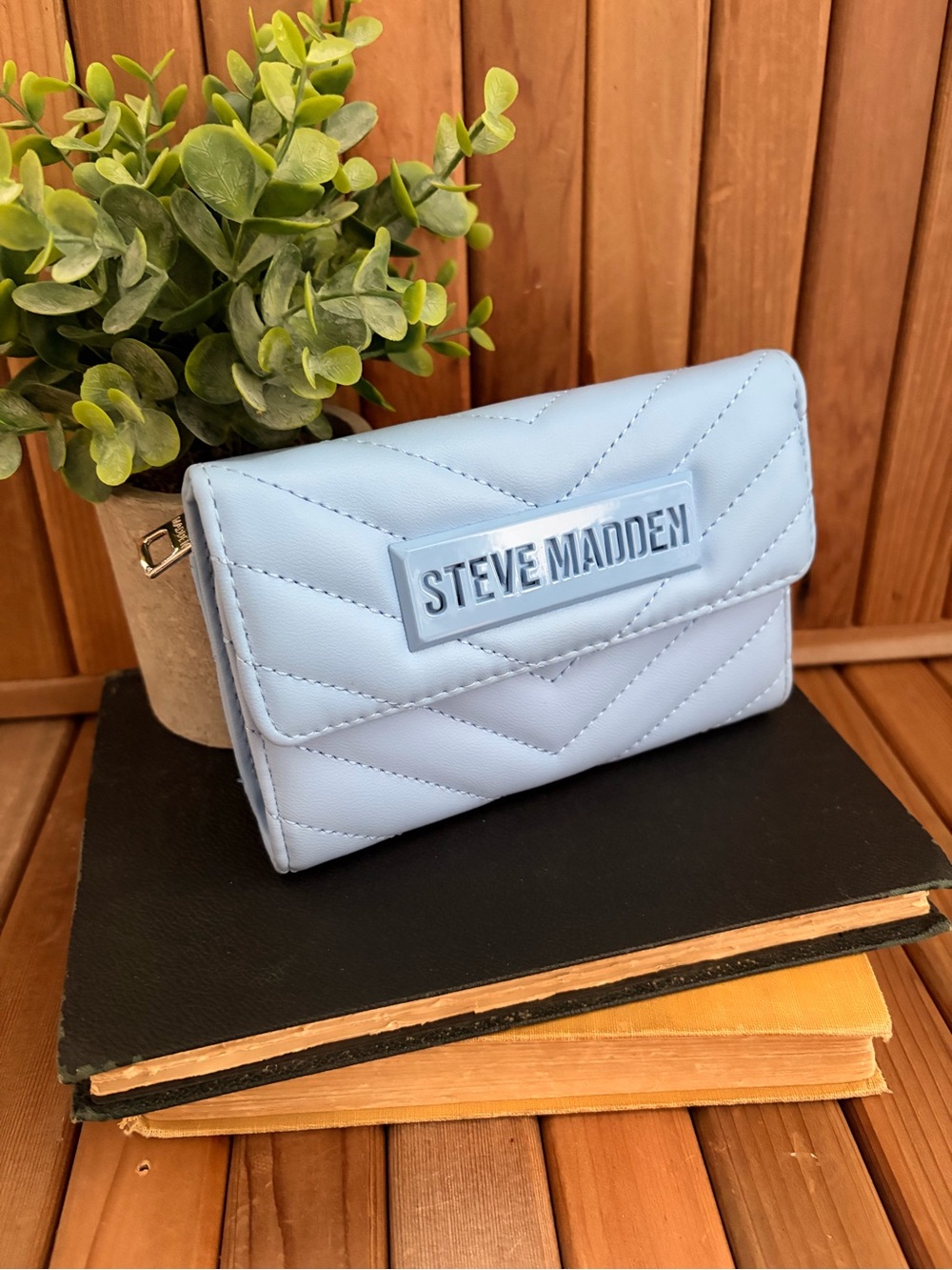 Steve Madden Powder Blue Quilted Wallet Clutch